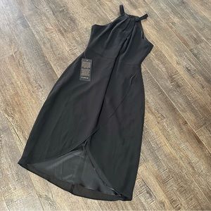 Bebe New With Tags Black High Low Midi Dress Size 8 High Neck Women’s Sleeveless